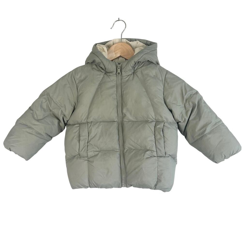 Zara Baby Unisex Toddler Puffer Coat Size 2-3 years Sage Green